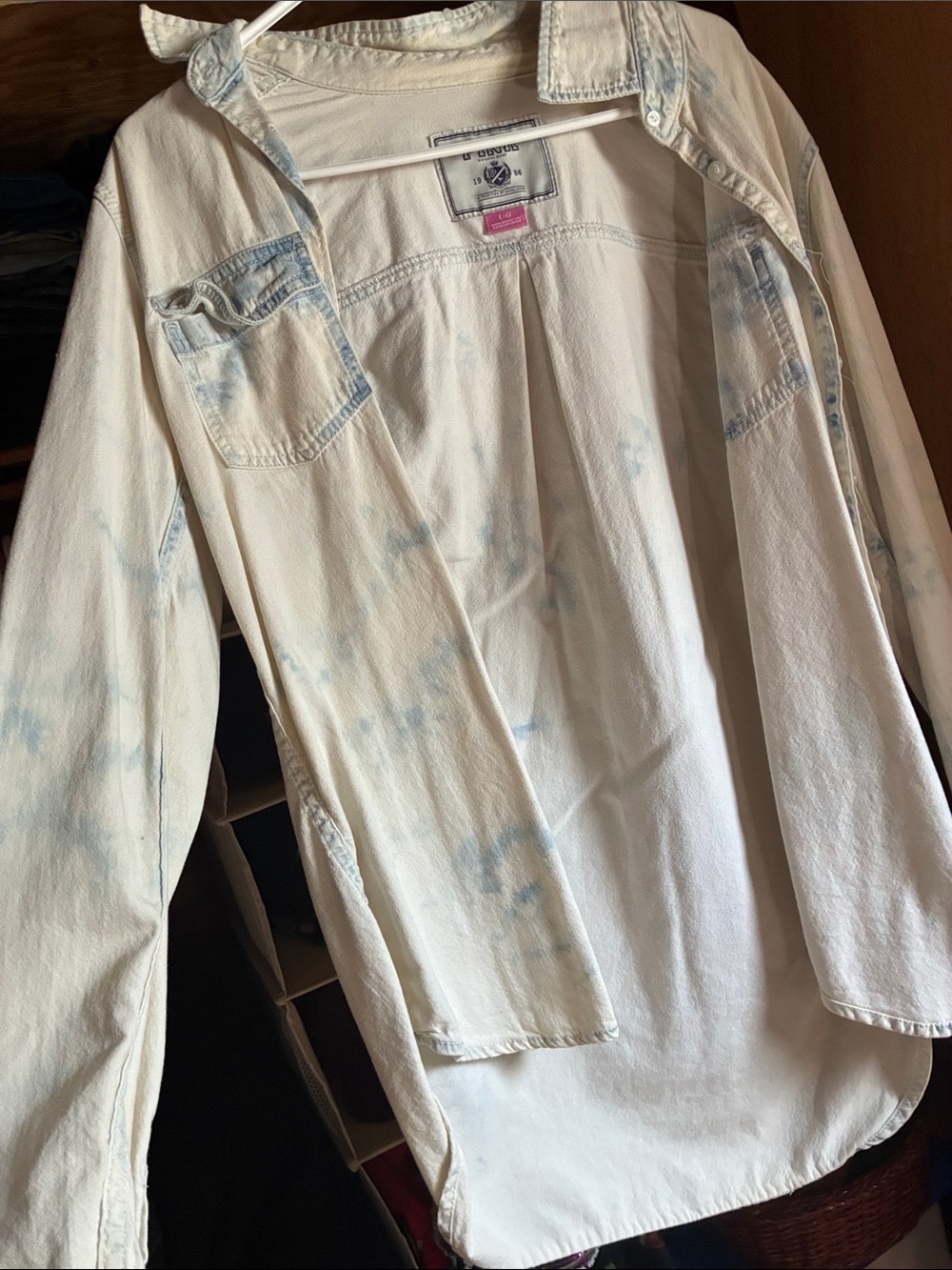 Rare old Victoria’s Secret PINK denim bleach wash tie dye button down EUC!
